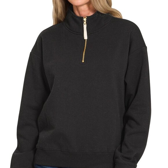 Zenana Outfitters Tops - Zenana‎ Fleece Half Zip Sweatshirt